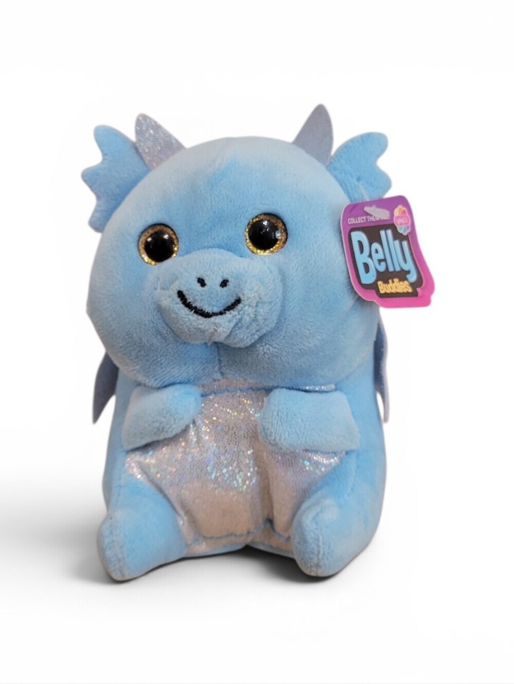 New Nanco Belly Buddies Blue Sparkle Dragon Plush Stuffed Animal Toy 5"